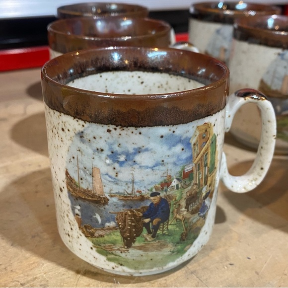 Royal Schwabap Other - Set of 6 Vintage Royal Schwabap, Fisherman tending his Nets 6oz Mugs